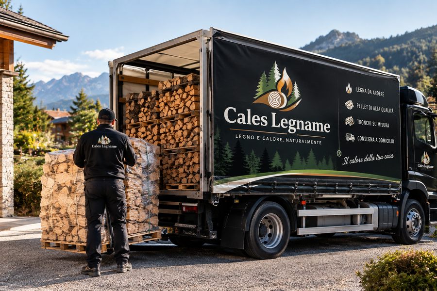 Consegna di bancali di legna da ardere Cales Legname
